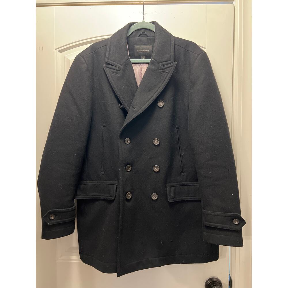 Banana Republic Men’s Business Office Pockets Casual Trench Peacoat Sz XL Black